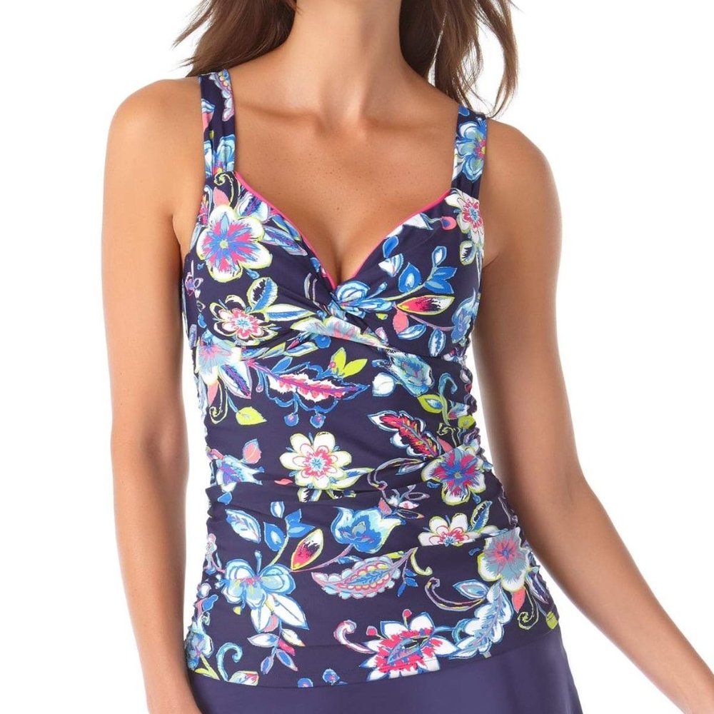 Anne Cole Twist-Front Underwire Tankini Top